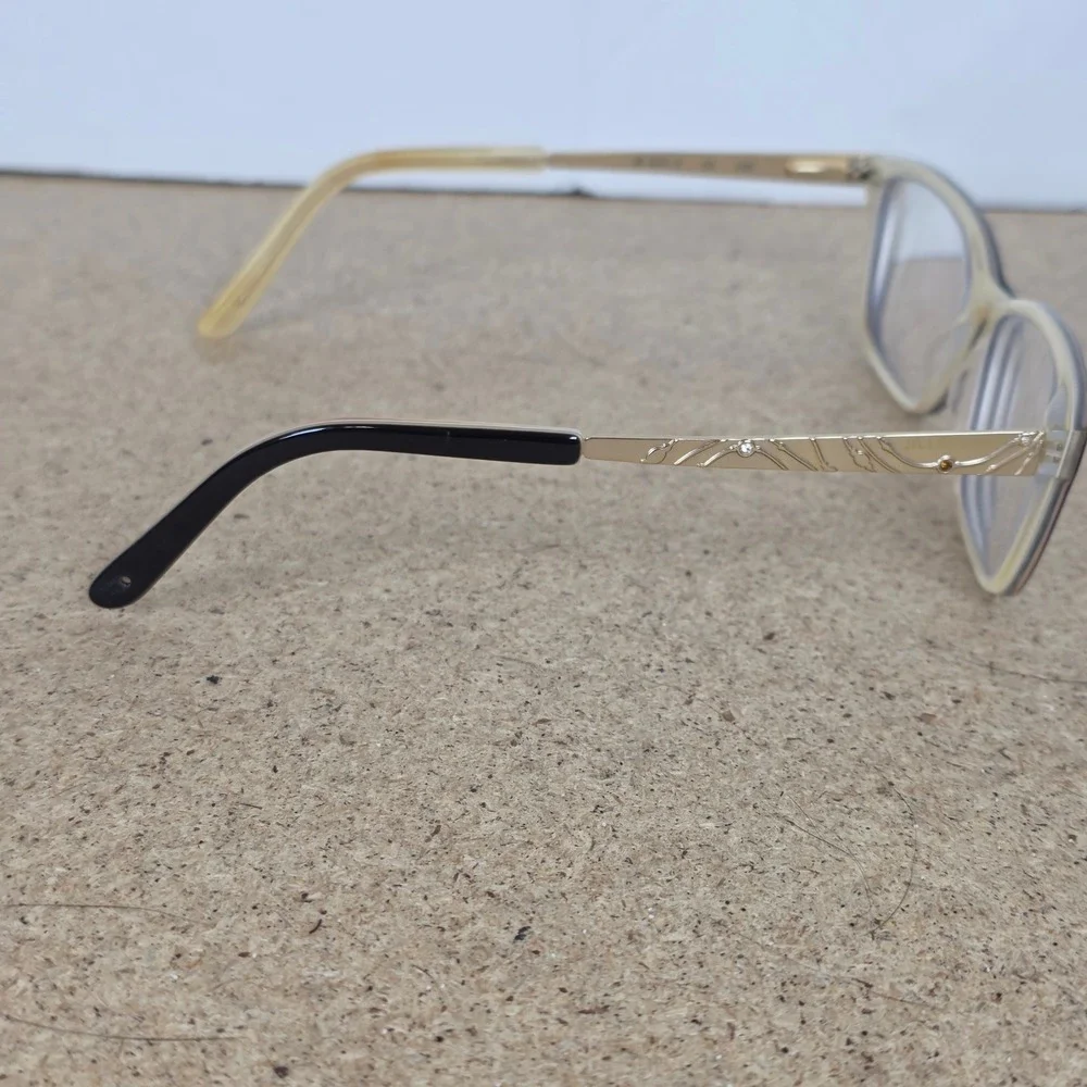 Jill Stuart JS 320-2‎ Black Cream Gold Filigree Crystal Eyeglasses 53-14-135